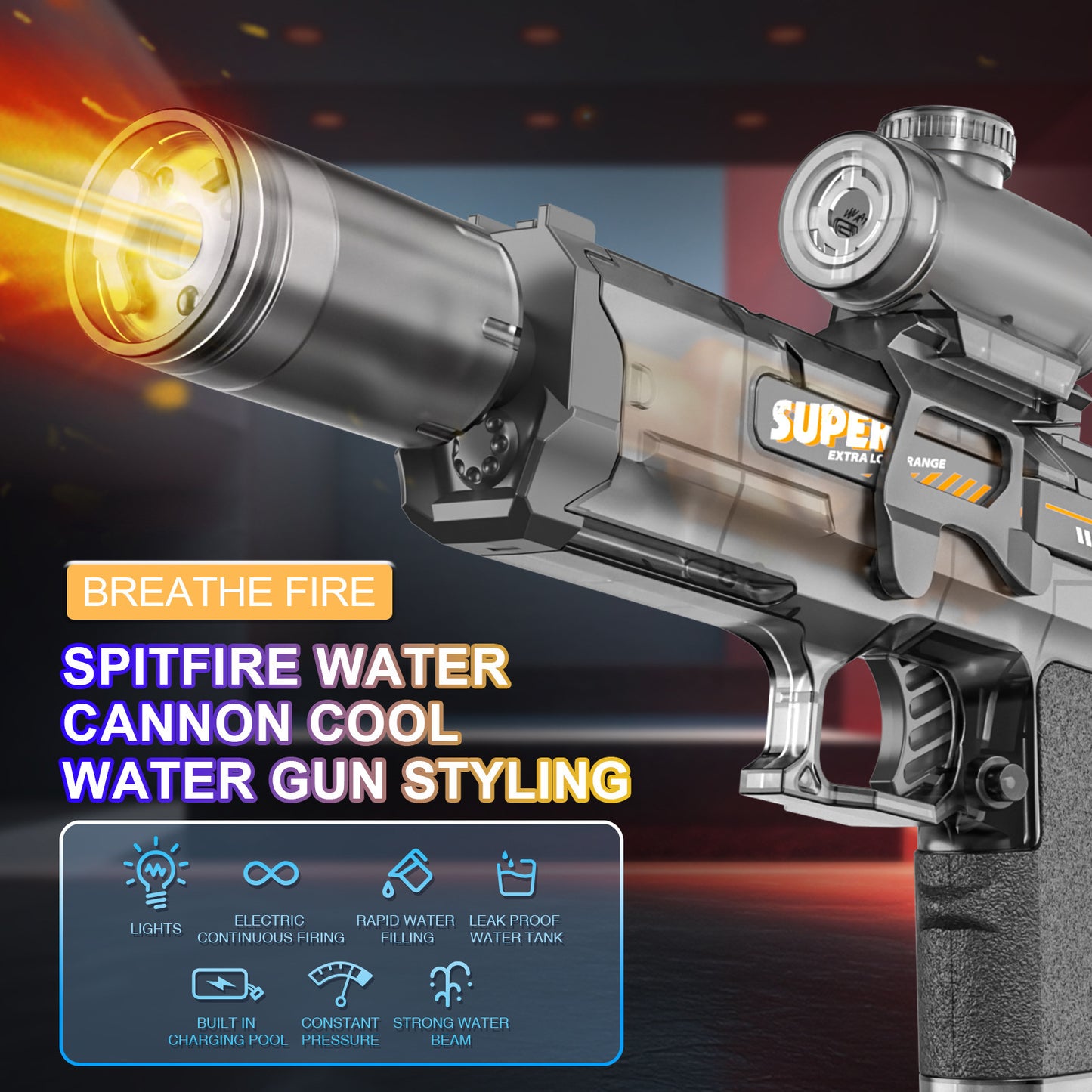 New Ice Mouse Ice Explosion Electric Water Gun Children's High-speed Continuous Hair Linkage Reloading Large Capacity Water Pistols Toy