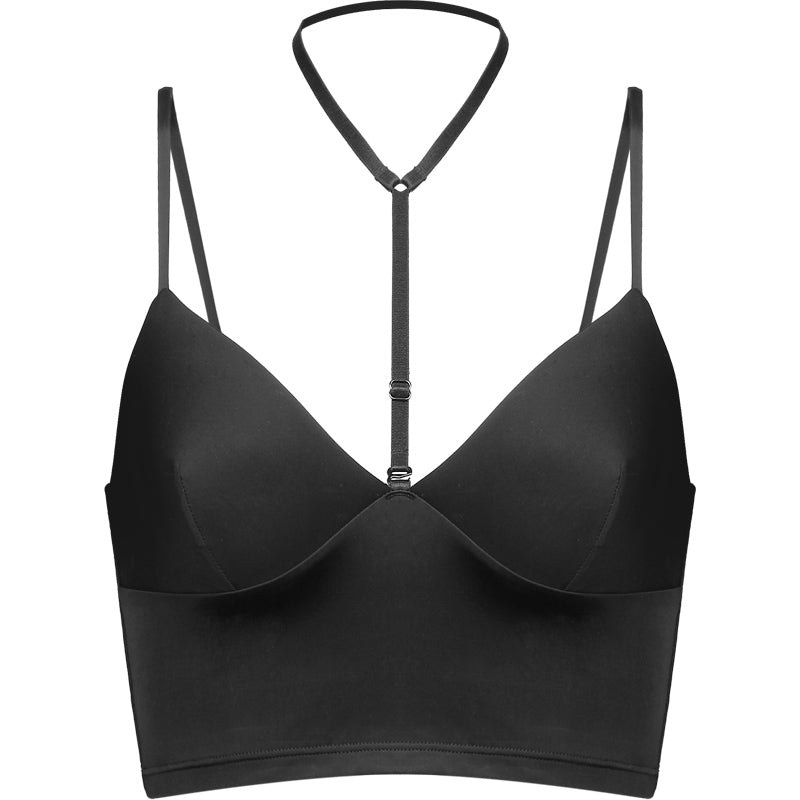 Women's Black No Steel Ring Bra Halterneck Bra