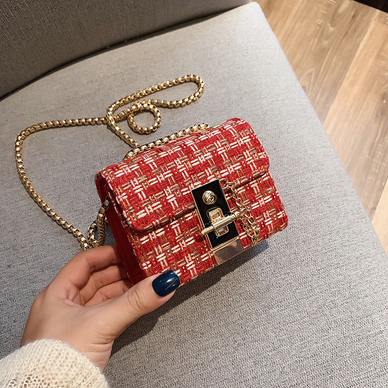 Women's Fashion Tweed Chain Shoulder Bag