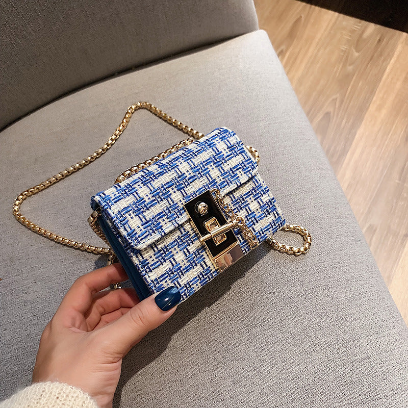 Women's Fashion Tweed Chain Shoulder Bag