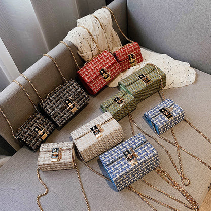 Women's Fashion Tweed Chain Shoulder Bag