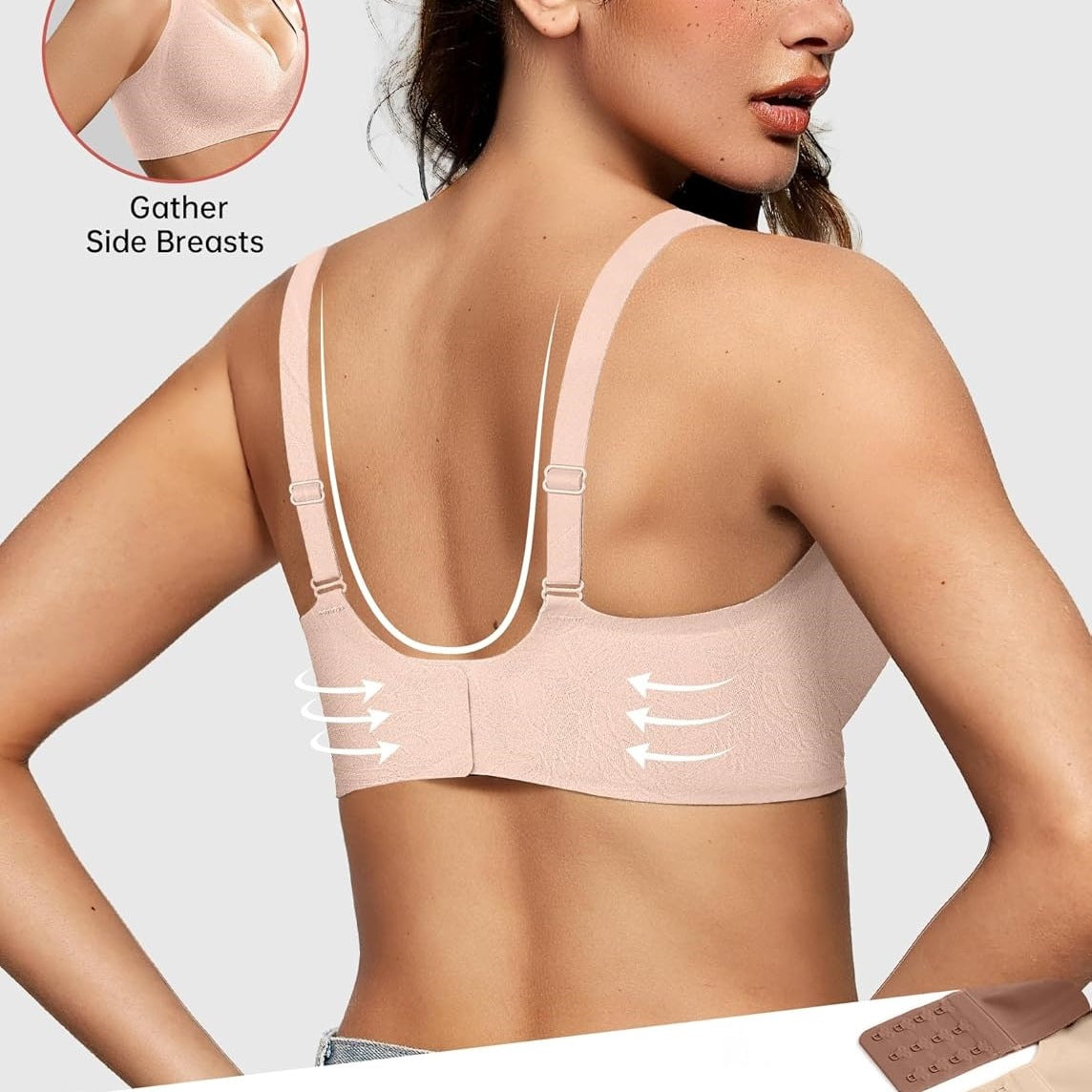 Women's Seamless Brassiere Deep V Without Steel Ring Buttery Soft Wireless Bras Lightly Support