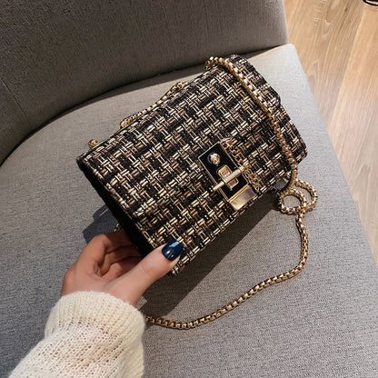 Women's Fashion Tweed Chain Shoulder Bag