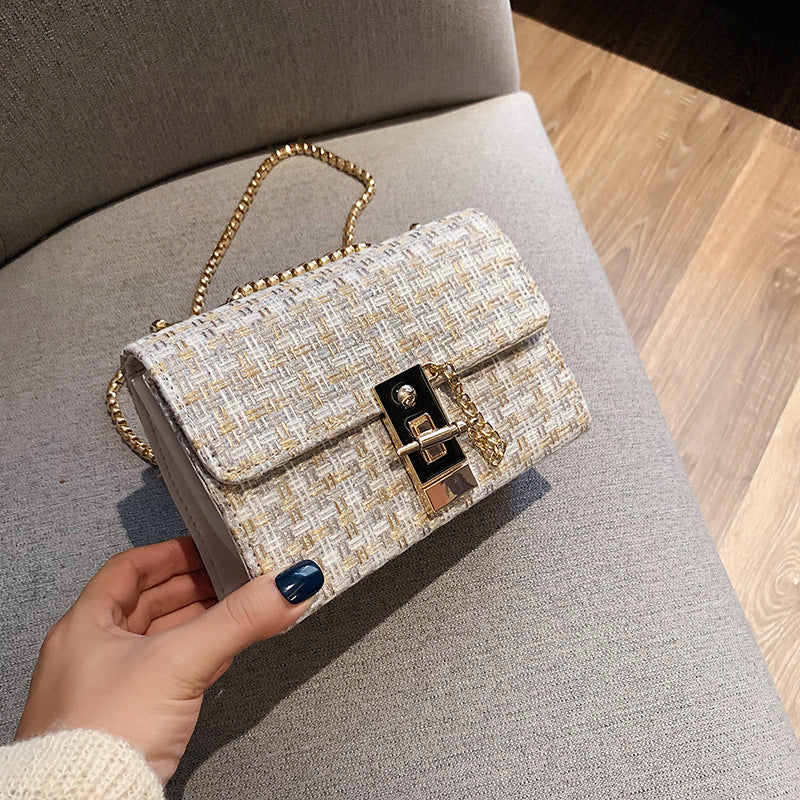 Women's Fashion Tweed Chain Shoulder Bag
