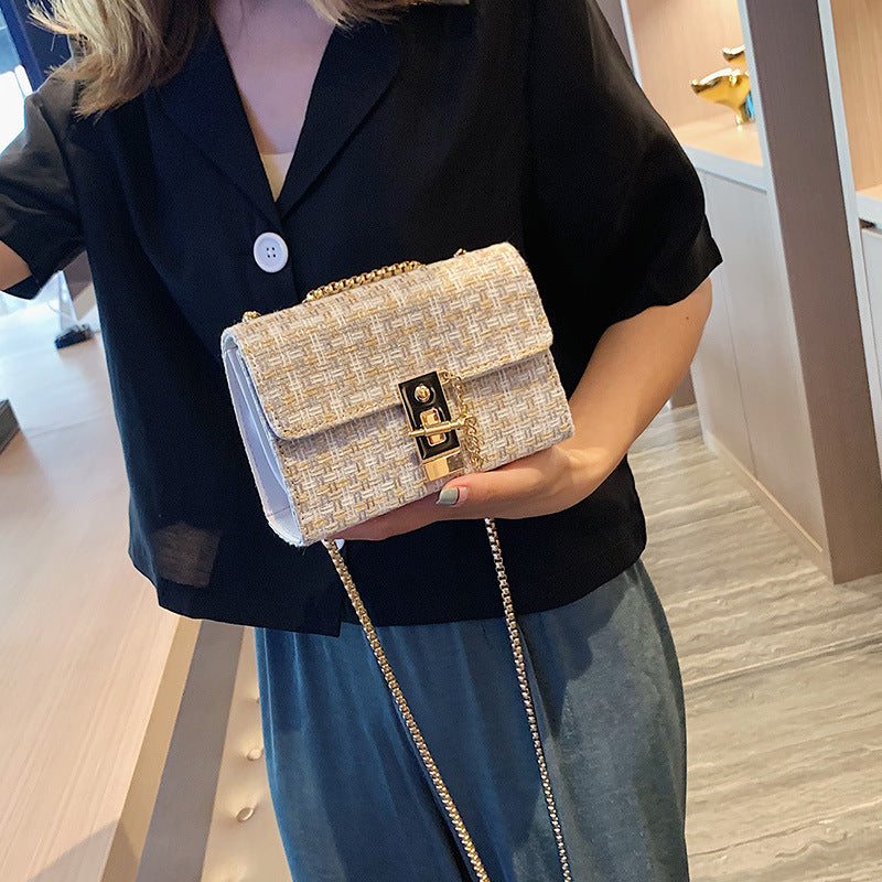 Women's Fashion Tweed Chain Shoulder Bag