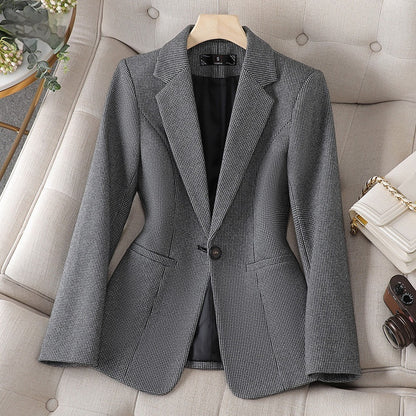 Women's Fashion Houndstooth Small Suit Jacket