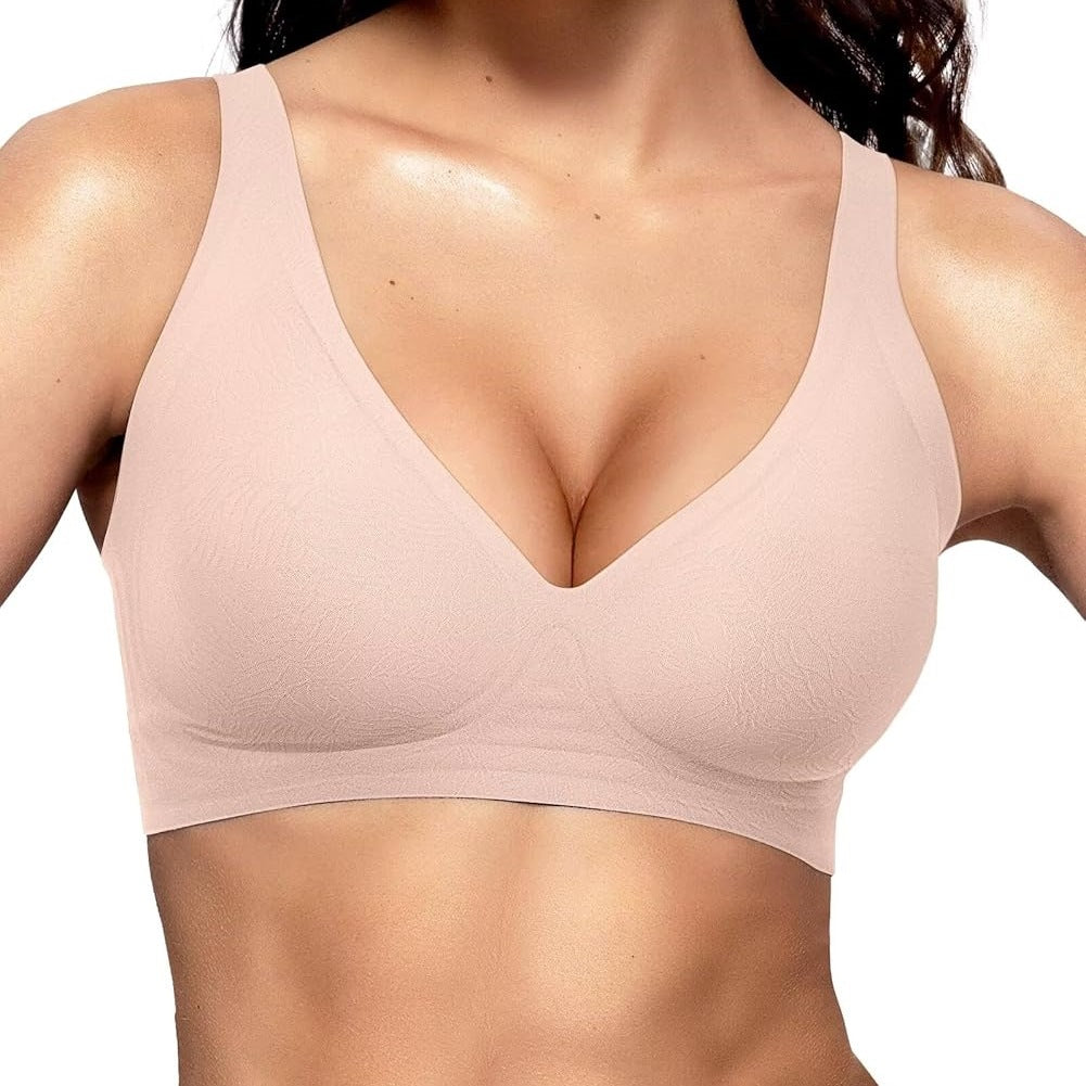 Women's Seamless Brassiere Deep V Without Steel Ring Buttery Soft Wireless Bras Lightly Support