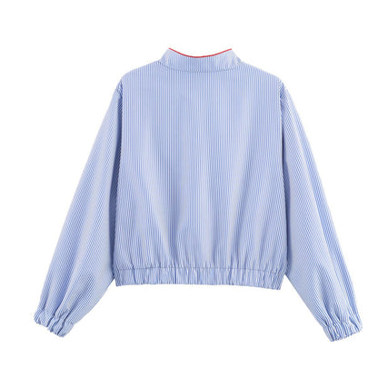 Versatile Heart Applied Zippered Pocket Jacket Coat