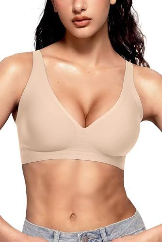 Women's Seamless Brassiere Deep V Without Steel Ring Buttery Soft Wireless Bras Lightly Support