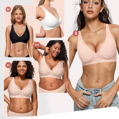 Women's Seamless Brassiere Deep V Without Steel Ring Buttery Soft Wireless Bras Lightly Support