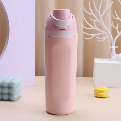 Insulated Stainless with straw water bottle Steel Sports Outdoor Double Drink Cup