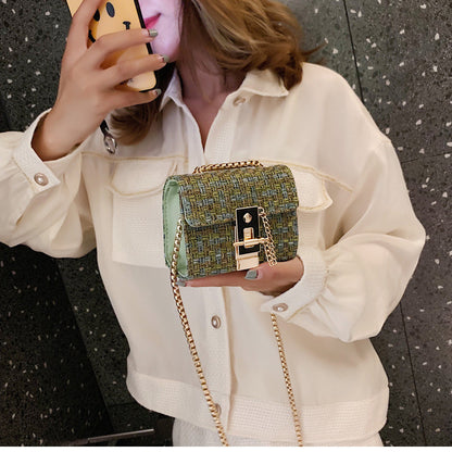 Women's Fashion Tweed Chain Shoulder Bag
