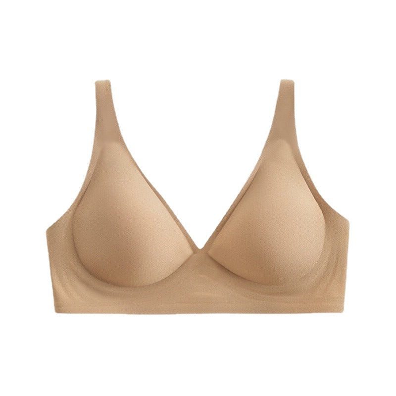 Women's Deep V Bras Wireless Comfortable Bra Seamless Jelly Thin Sexy Bra Supportive No Underwire Bras T-shirt Push Up Bra
