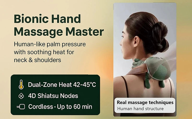 Bionic Neck Shoulder Massager N7 Kneading Massager Shawl 3-Level Modes Neck Cervical Waist Leg Body Muscles Massage Pillow