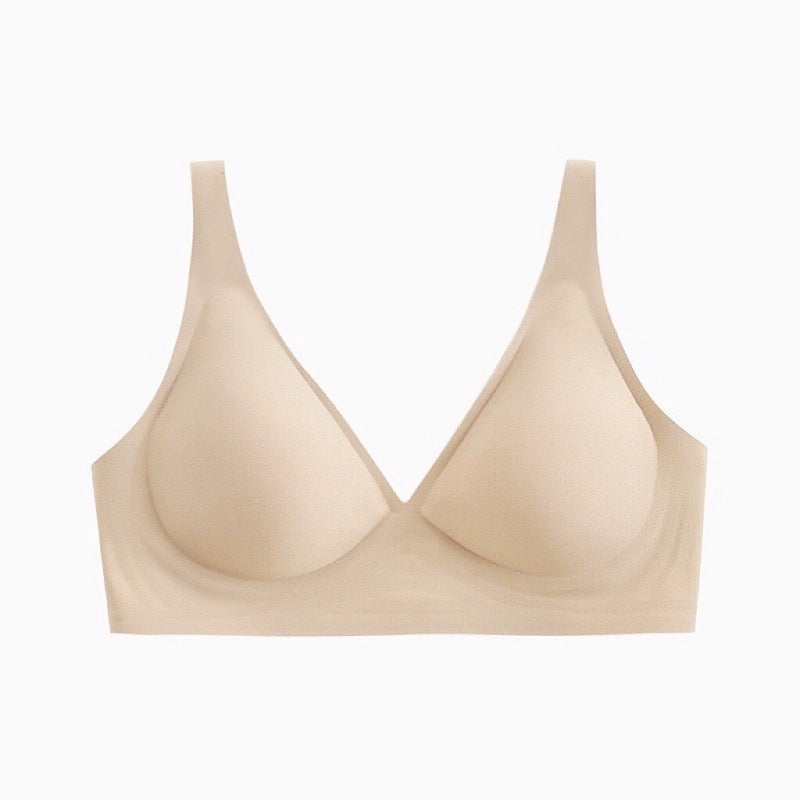 Women's Deep V Bras Wireless Comfortable Bra Seamless Jelly Thin Sexy Bra Supportive No Underwire Bras T-shirt Push Up Bra