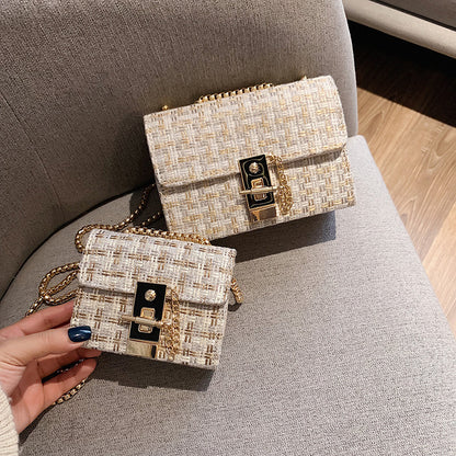 Women's Fashion Tweed Chain Shoulder Bag