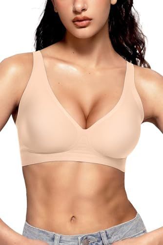 Women's Seamless Brassiere Deep V Without Steel Ring Buttery Soft Wireless Bras Lightly Support