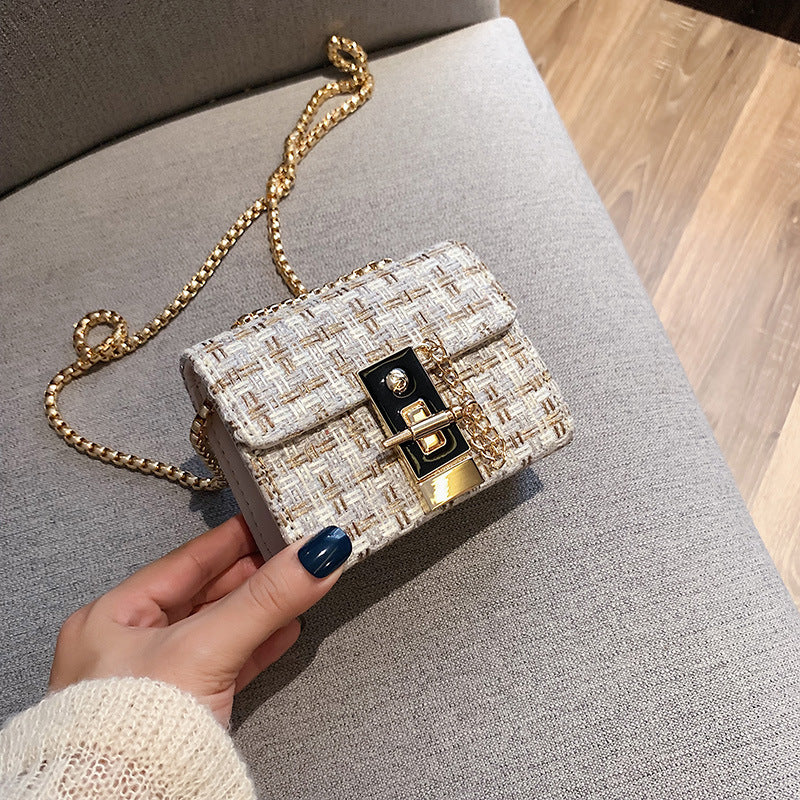 Women's Fashion Tweed Chain Shoulder Bag
