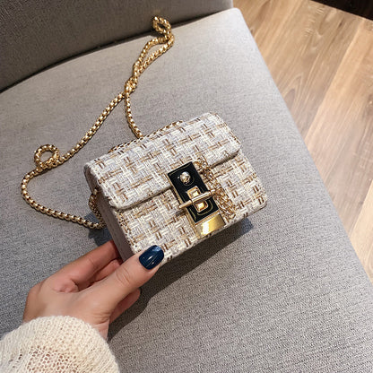Women's Fashion Tweed Chain Shoulder Bag