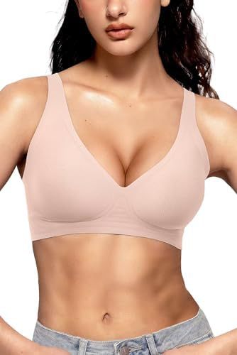 Women's Seamless Brassiere Deep V Without Steel Ring Buttery Soft Wireless Bras Lightly Support